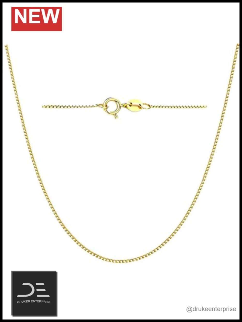 14K Solid Gold 0.6mm/1mm Box Chain Necklace Layering Dainty